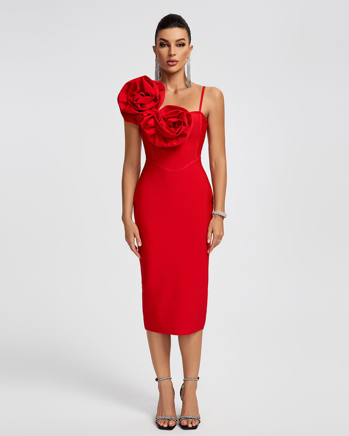 Maura Huge Flowers Bandage Midi Dress S Maura Huge Flowers Bandage Midi Dress S