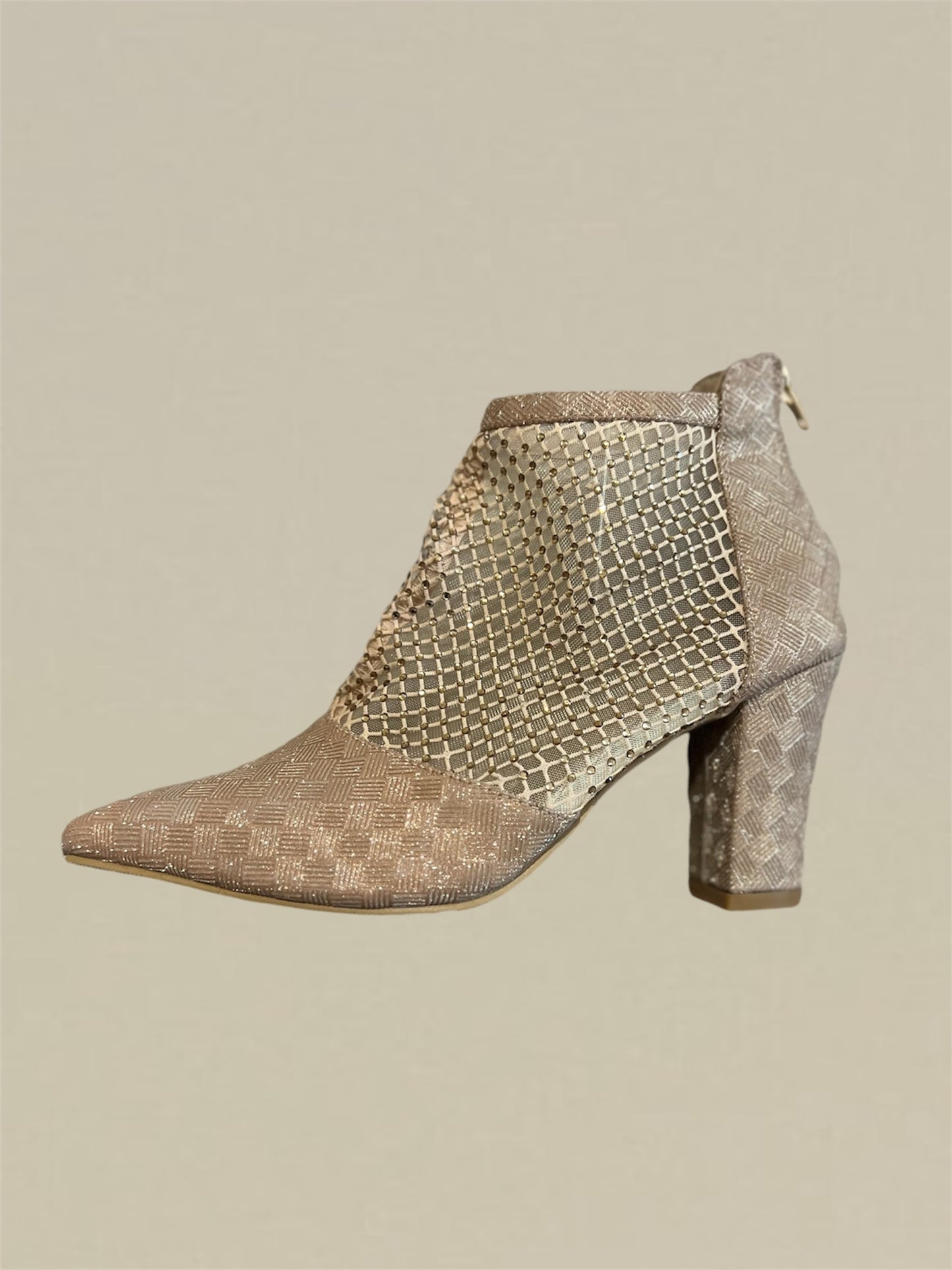 Rhinestone Chunky Booties with Laser Glitter