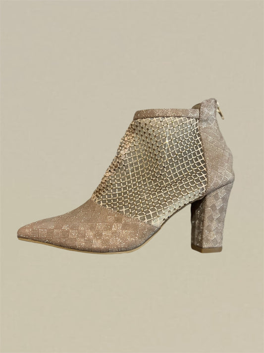 Rhinestone Chunky Booties with Laser Glitter
