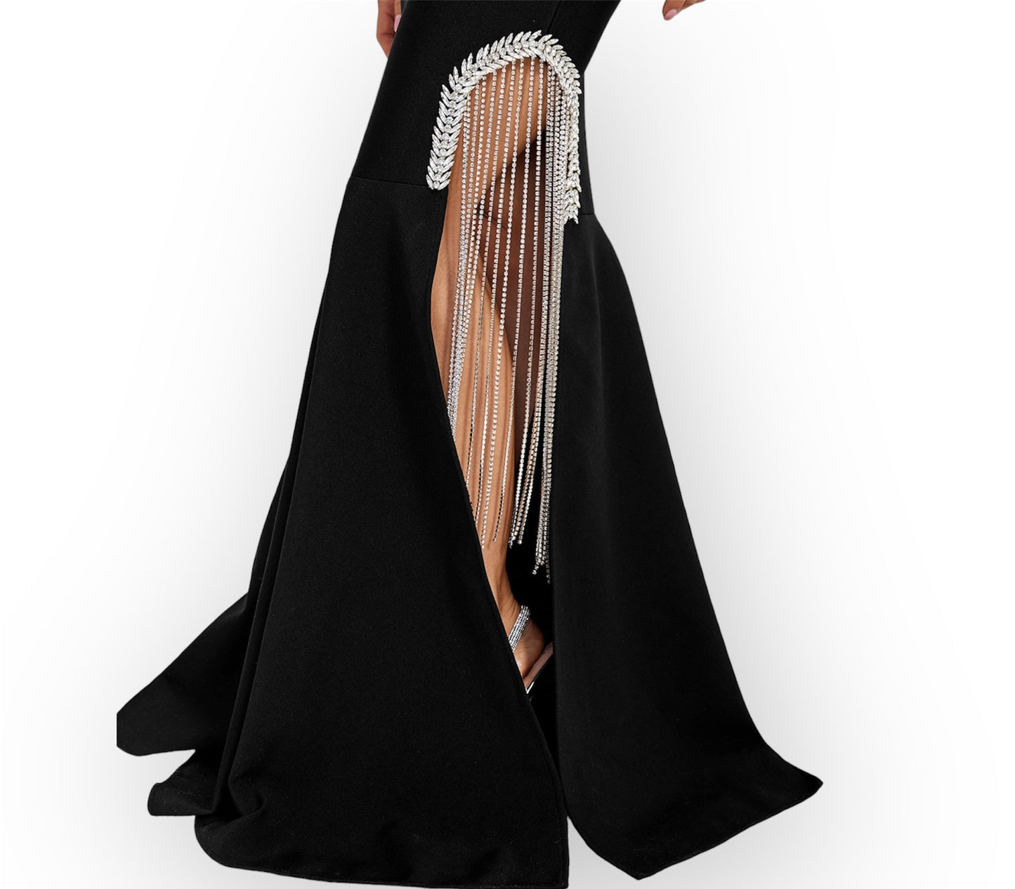 Rhinestone-Accented Sparkle Trim Bandage Evening Dress