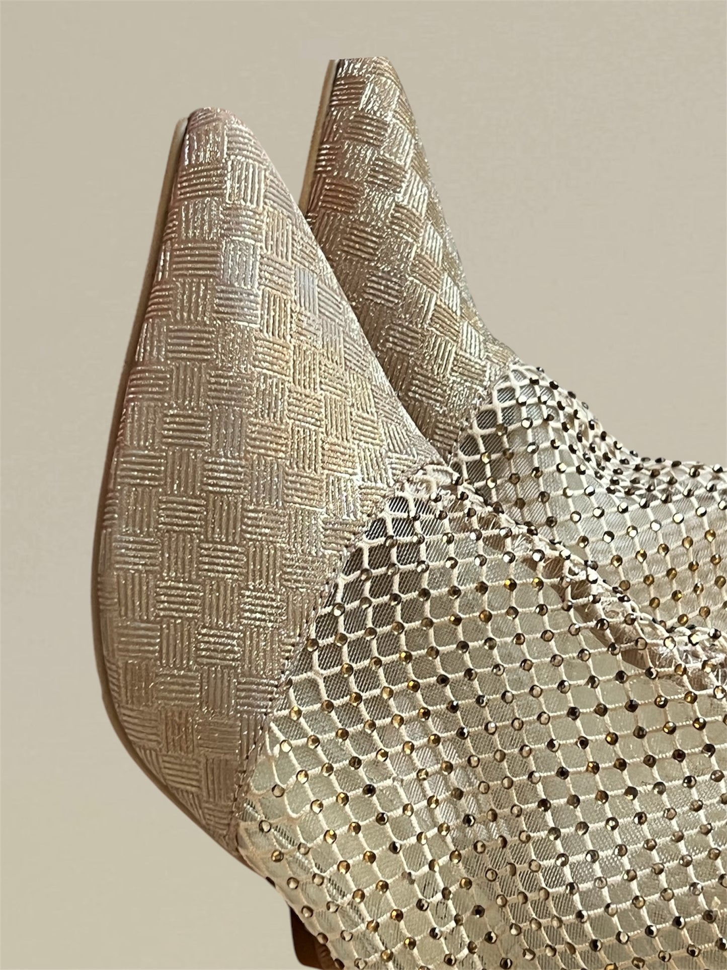 Rhinestone Chunky Booties with Laser Glitter