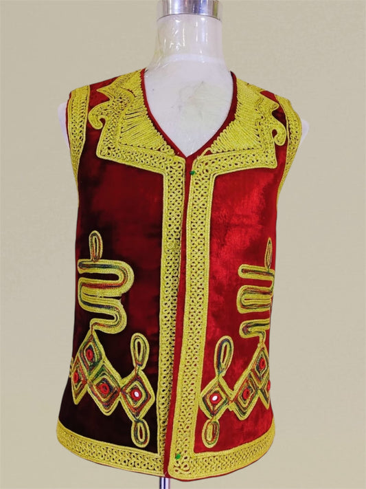 Traditional Afghan Velvet Waistcoat – Vintage Unisex Design (Custom Made)