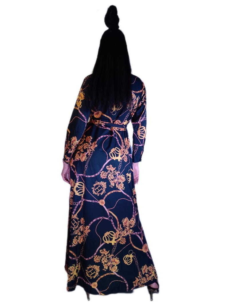 Flower Printed Maxi Abaya Dress