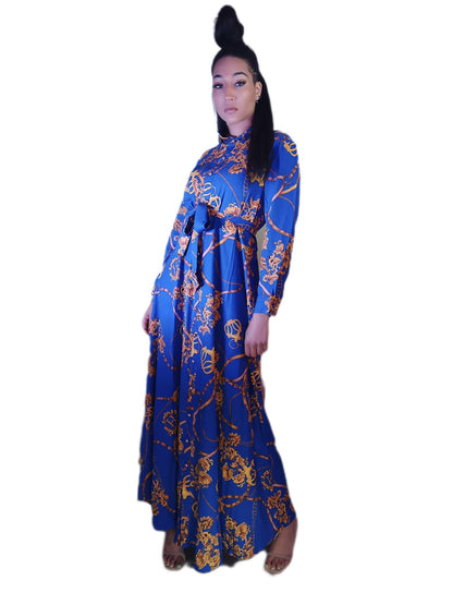Flower Printed Maxi Abaya Dress