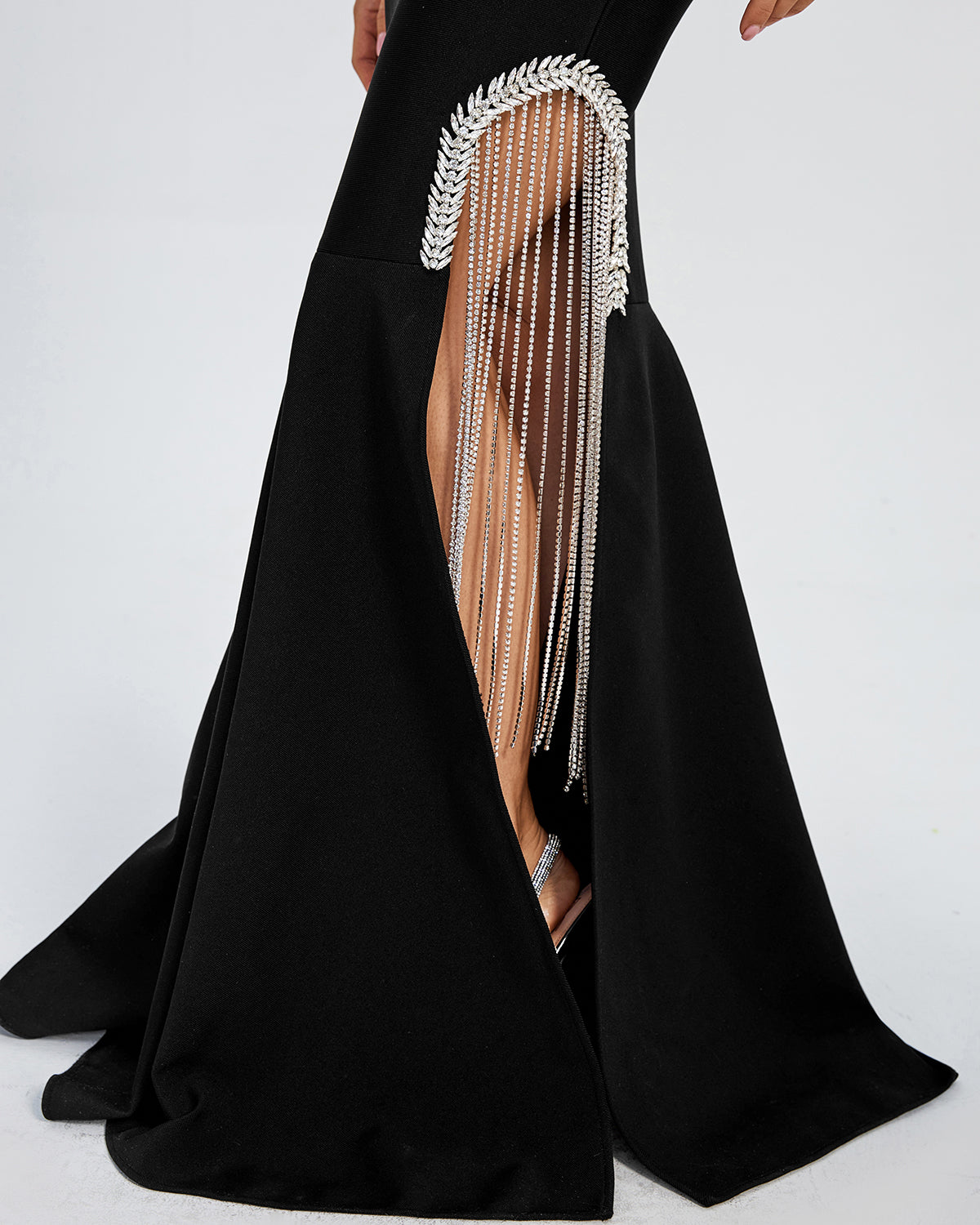 Rhinestone-Accented Sparkle Trim Bandage Evening Dress