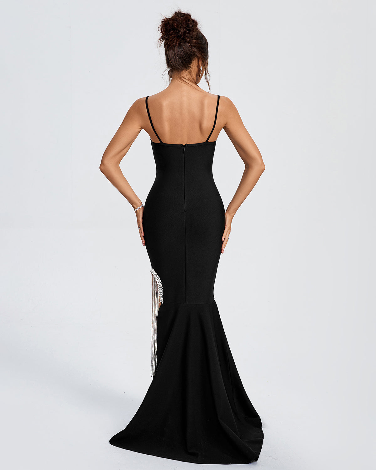 Rhinestone-Accented Sparkle Trim Bandage Evening Dress