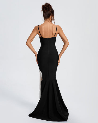 Rhinestone-Accented Sparkle Trim Bandage Evening Dress