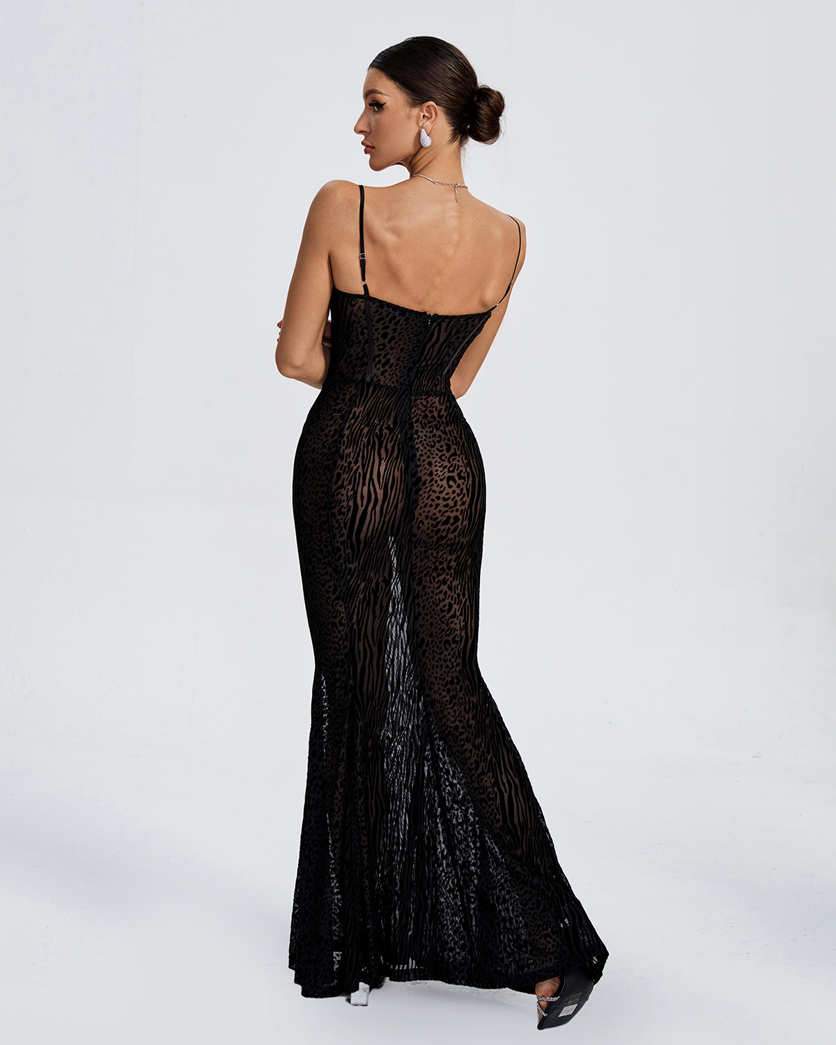 Rhinestone-Accented Sparkle Trim Bandage Evening Dress