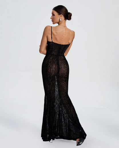 Rhinestone-Accented Sparkle Trim Bandage Evening Dress
