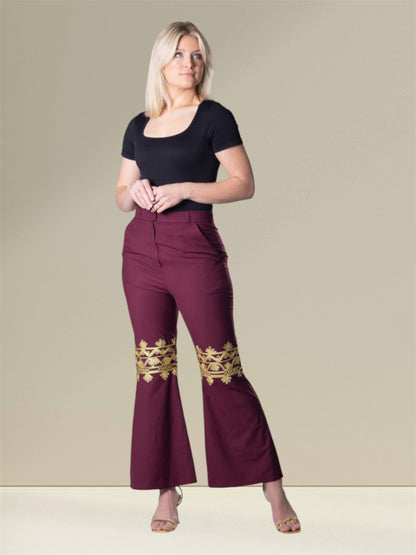 Lajward Handcrafted Bell-Bottom Pants