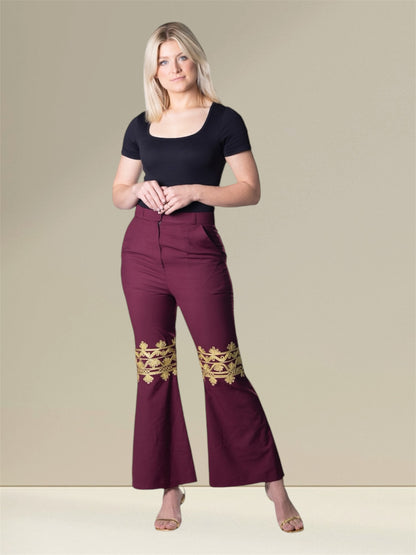 Lajward Handcrafted Bell-Bottom Pants