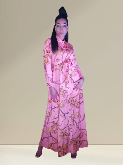 Exquisite Floral Print Long Sleeve Maxi Abaya