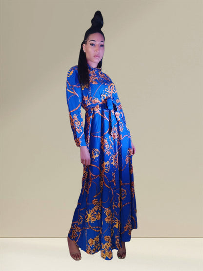 Exquisite Floral Print Long Sleeve Maxi Abaya